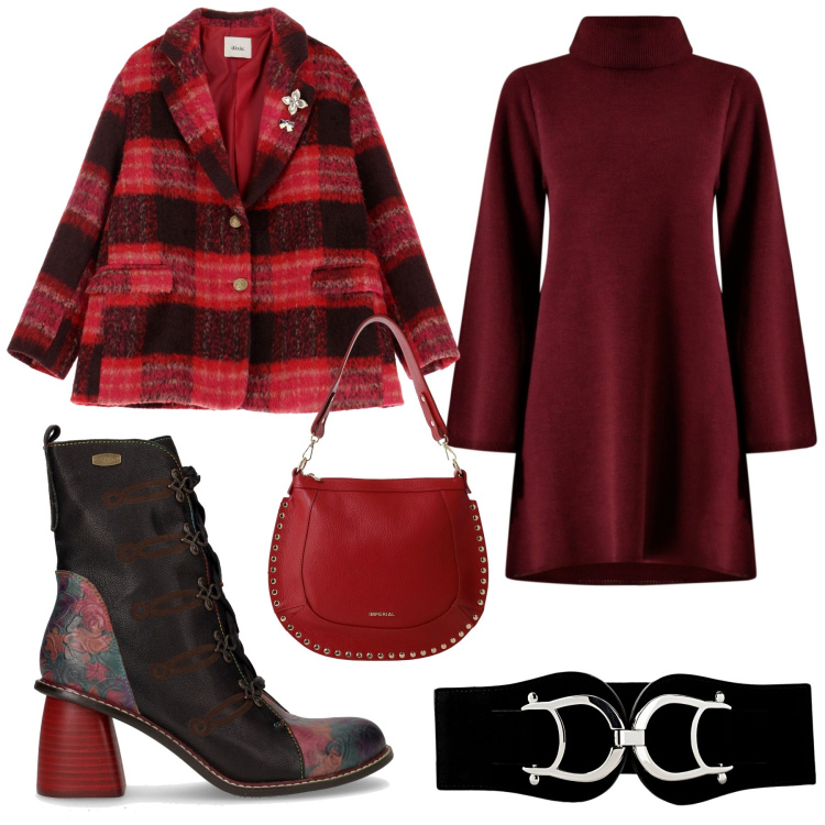 Outfit donna - Total look #2286079. Stile Boho per Tutti i giorni. Abbinamento con cinture, vestiti corti, borse a spalla, blazer, stivaletti.