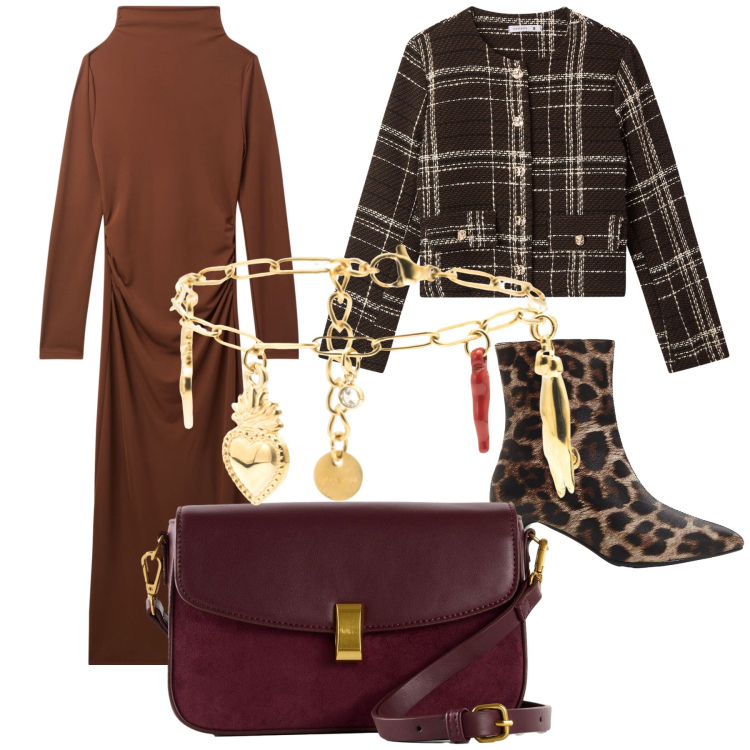 Outfit donna - Pomeriggio d autunno in città. Stile Urban per Tutti i giorni. Abbinamento con stivaletti, borse a mano, vestiti lunghi, blazer, braccialetti.