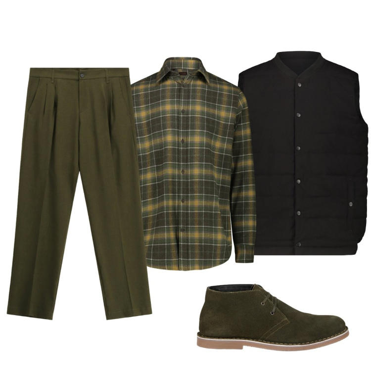 Outfit uomo - Total look #2286131. Stile Casual per Tutti i giorni. Abbinamento con pantaloni, stivali e stivaletti, piumini, camicie.