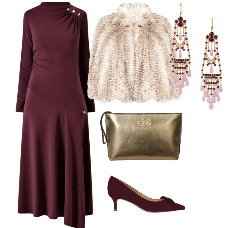 Outfit donna - Rinascimento. per Cerimonia. Abbinamento con vestiti midi/longuette, ecopellicce, pochette, décolleté, orecchini.