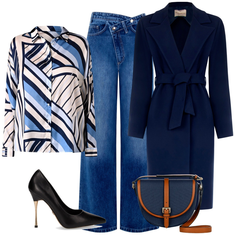 Outfit donna - Bf 2025. Stile Bon Ton per Cerimonia. Abbinamento con cappotti, borse a tracolla, camicie, jeans, décolleté.