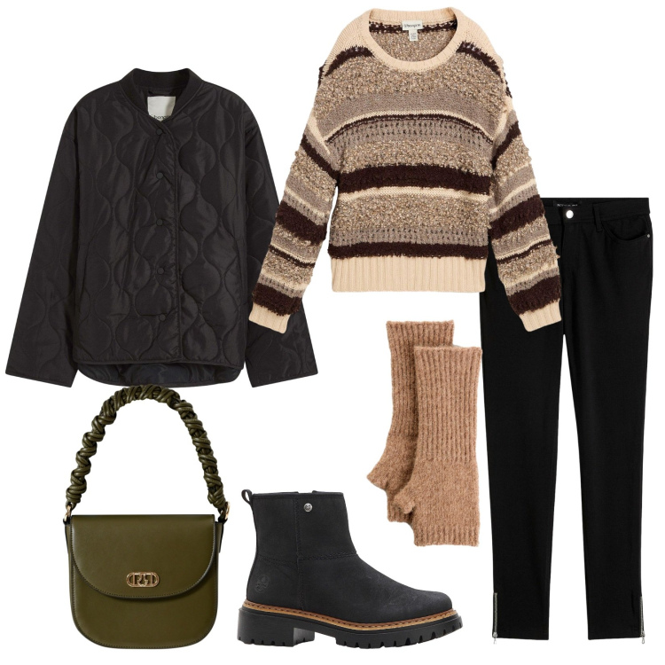 Outfit donna - Bonprix. Stile Casual per Tutti i giorni. Abbinamento con maglieria, pantaloni, giacche, guanti, stivaletti, borse a mano.