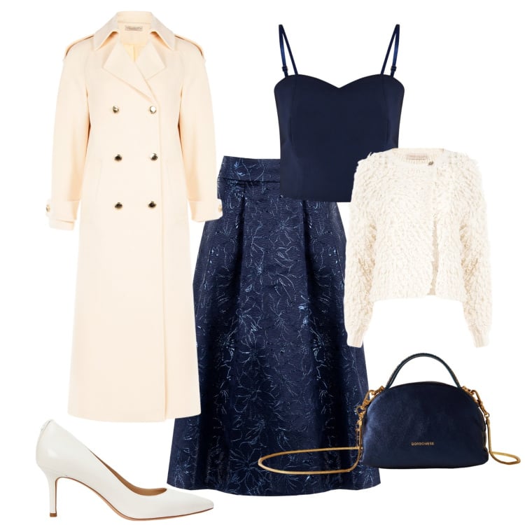 Outfit donna - Glamour feste serate eventi speciali. Stile Glamour per Tutti i giorni. Abbinamento con gonne longuette, cardigans, cappotti, top, borse a mano, décolleté.