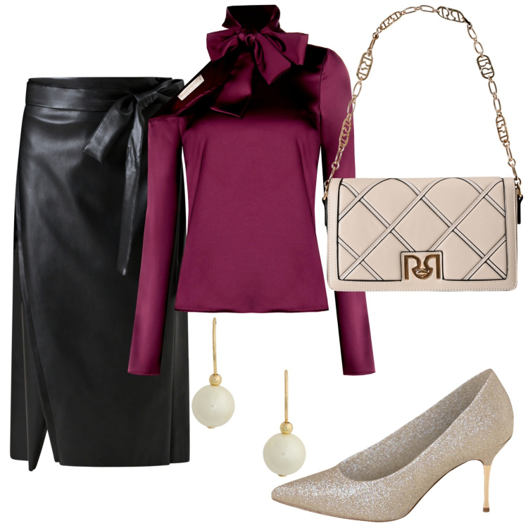 Outfit donna - Total look #2286243. Stile Bon Ton per Serata fuori. Abbinamento con borse a tracolla, gonne longuette, décolleté, bluse, orecchini.