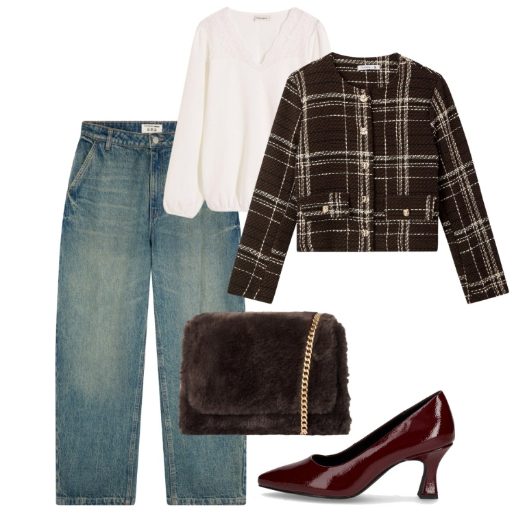 Outfit donna - City Day by day. Stile Casual chic per Tutti i giorni. Abbinamento con bluse, blazer, jeans, borse a tracolla, décolleté.