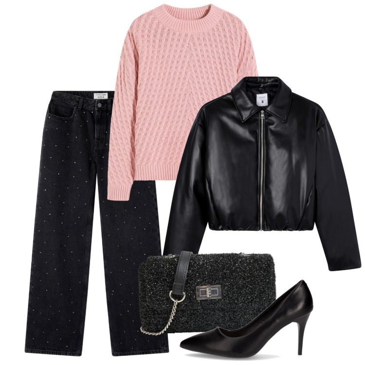 Outfit donna - Strass. Stile Casual chic per Serata fuori. Abbinamento con maglieria, jeans, giacche, borse a tracolla, décolleté.