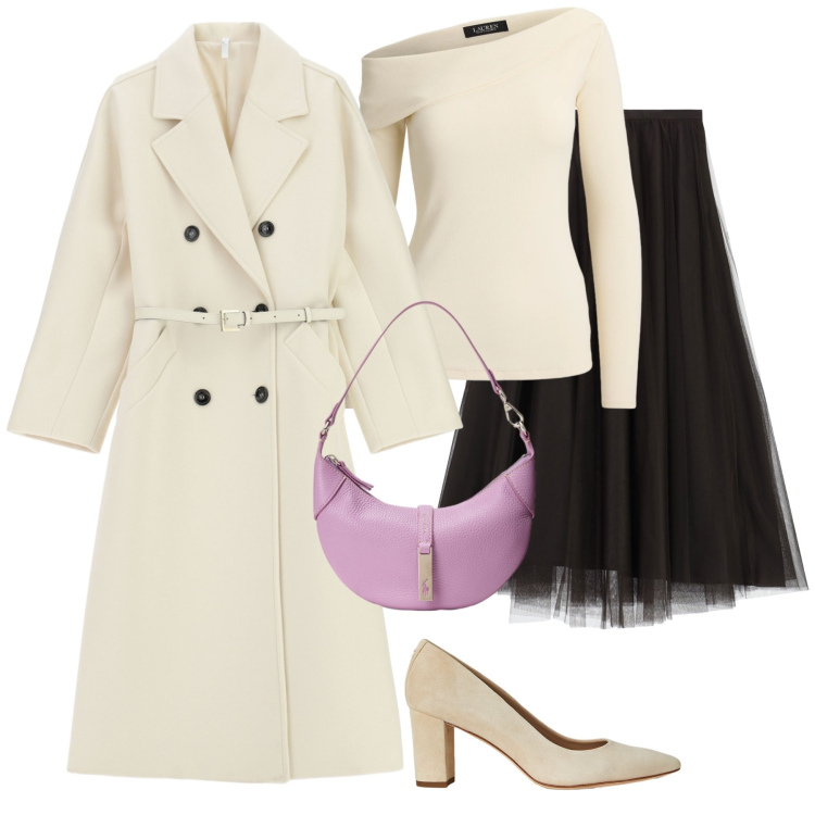 Outfit donna - Total look #2286315. Stile Casual chic per Tutti i giorni. Abbinamento con gonne lunghe, cappotti, décolleté, top, borse a spalla.