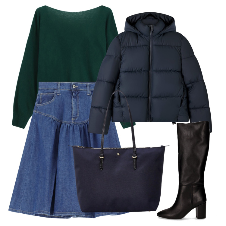 Outfit donna - Novembre. Stile Bon Ton per Tutti i giorni. Abbinamento con gonne longuette, bomber, cardigans, borse tote, stivali.