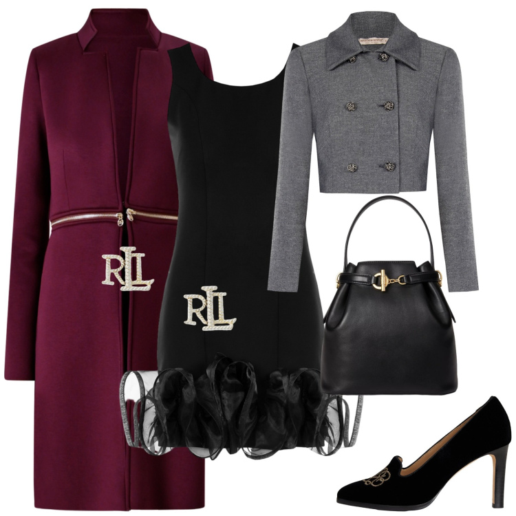Outfit donna - Rinascimento - Black Friday 2025. Stile Chic per Cerimonia. Abbinamento con cappotti, vestiti a tubino, blazer, orecchini, décolleté, borse a secchiello.
