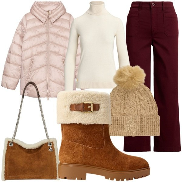 Outfit donna - A novembre con gli stivaletti. Stile Casual chic per Serata fuori. Abbinamento con maglieria, stivaletti, pantaloni, borse tote, berretti, piumini.