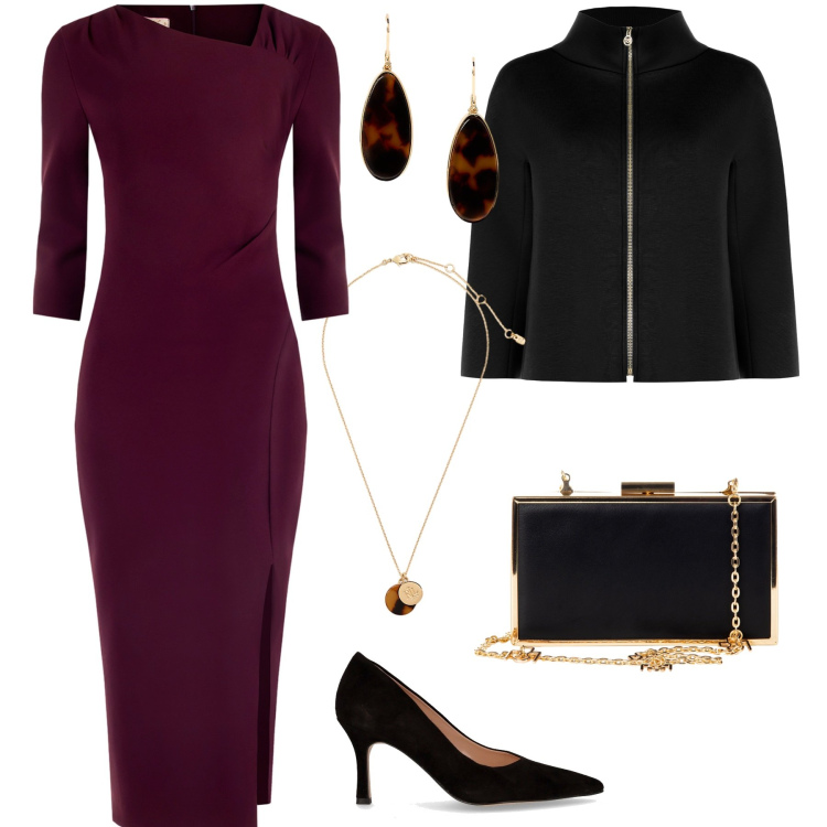 Outfit donna - Rinascimento - Black Friday 2025. Stile Chic per Serata fuori. Abbinamento con vestiti a tubino, pochette, cappe, collane, orecchini, décolleté.