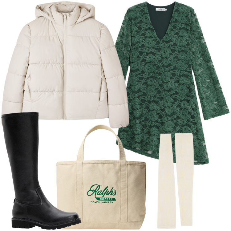 Outfit donna - L\'abito must have. Stile Romantica per Tutti i giorni. Abbinamento con stivali, vestiti corti, bomber, guanti, borse tote.