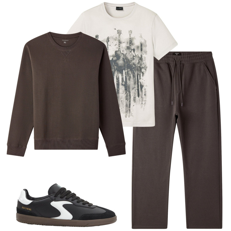 Outfit uomo - Total look #2286477. Stile Casual per Tutti i giorni. Abbinamento con t-shirt, sneakers, felpe, pantaloni.