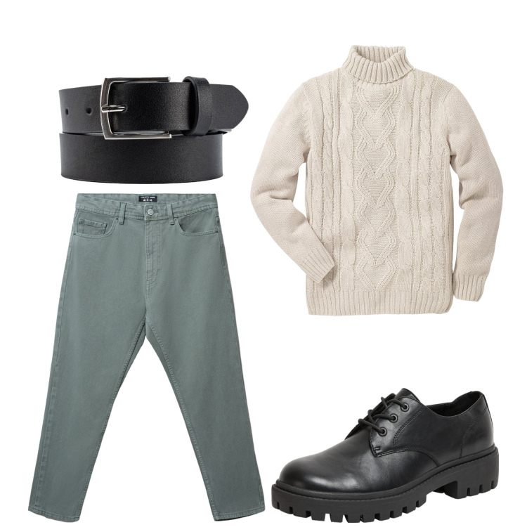 Outfit uomo - Total look #2286526. Stile Casual per Tutti i giorni. Abbinamento con maglieria, scarpe stringate, jeans, cinture.