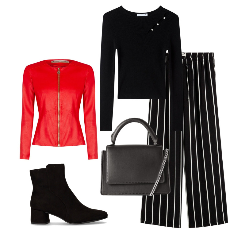 Outfit donna - Total look #2286529. Stile Chic per Tutti i giorni. Abbinamento con pantaloni, blazer, maglieria, borse a tracolla, stivaletti.