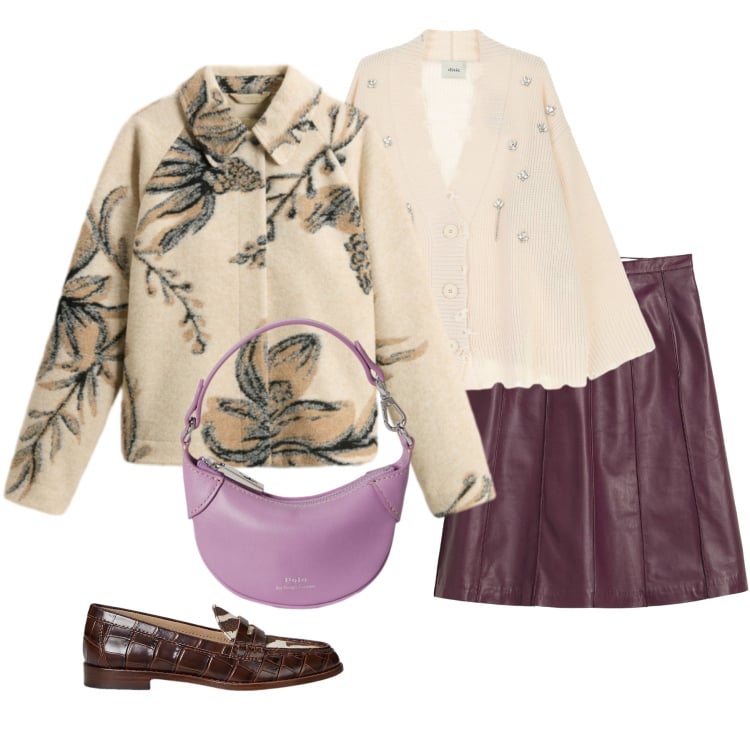 Outfit donna - Total look #2286655. Stile Casual per Serata fuori. Abbinamento con gonne, cardigans, cappotti, mocassini, portafogli.