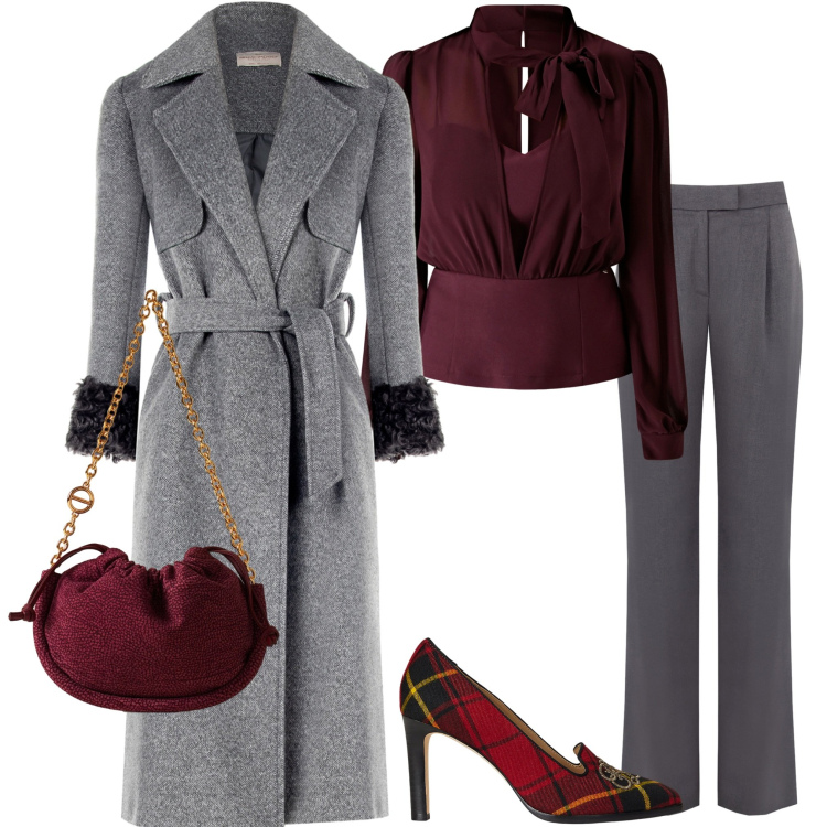 Outfit donna - Rinascimento black Friday. Stile Chic per Serata fuori. Abbinamento con bluse, cappotti, pantaloni, borse a spalla, décolleté.