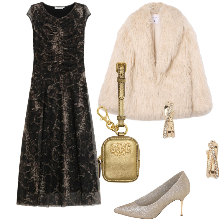 Outfit donna - Velluto al matrimonio. Stile Bon Ton per Cerimonia. Abbinamento con vestiti lunghi, décolleté, ecopellicce, orecchini, pochette.