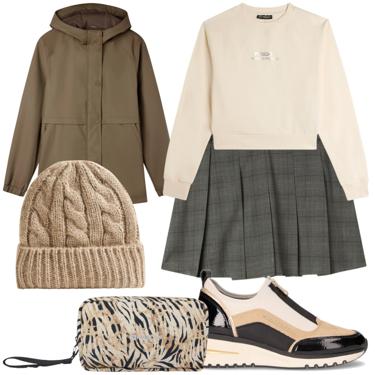 Outfit donna - Sabato preppy. Stile Preppy per Tutti i giorni. Abbinamento con berretti, minigonne, blazer, valigie, felpe, sneakers alte.