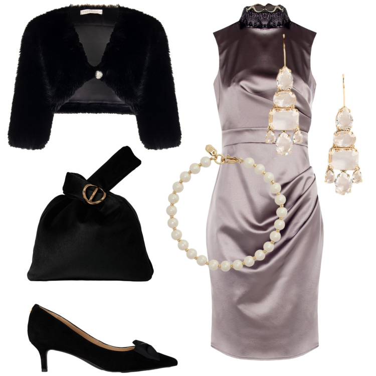 Outfit donna - Molto chic. Stile Chic per Cerimonia. Abbinamento con vestiti a tubino, bolero, borse a mano, braccialetti, décolleté, orecchini.