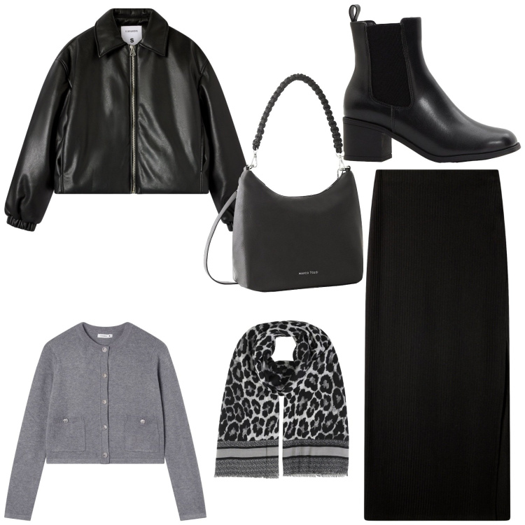 Outfit donna - In città. Stile Trendy per Tutti i giorni. Abbinamento con stivaletti, borse a mano, foulard, cardigans, bomber, gonne lunghe.