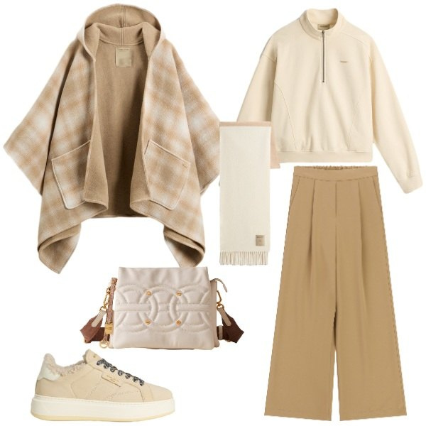 Outfit donna - sweet november. Stile Casual chic per Tutti i giorni. Abbinamento con borse a tracolla, pantaloni a palazzo, cappe, sneakers, sciarpe, felpe.