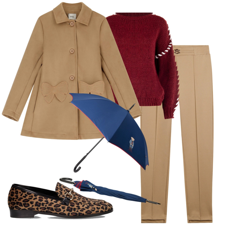Outfit donna - Rain. Stile Urban per Tutti i giorni. Abbinamento con maglieria, cappotti, pantaloni, borse tote, mocassini.