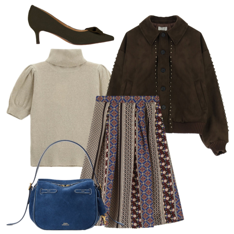 Outfit donna - Non il solito bomber. Stile Casual chic per Ufficio. Abbinamento con gonne, bomber, maglieria, borse a mano, décolleté.