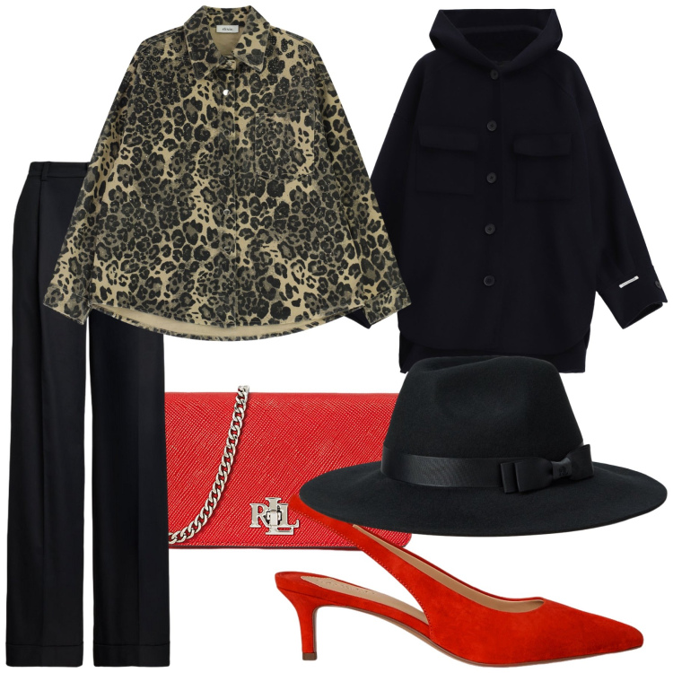 Outfit donna - Sabato in città. Stile Chic per Tutti i giorni. Abbinamento con camicie, cappotti, décolleté, pantaloni, borse a tracolla, cappelli.