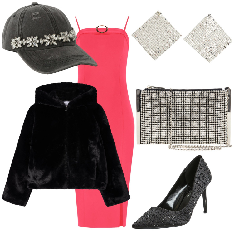 Outfit donna - Brillante corallo. Stile Glamour per Serata fuori. Abbinamento con pochette, vestiti midi/longuette, orecchini, décolleté, ecopellicce, cappelli.