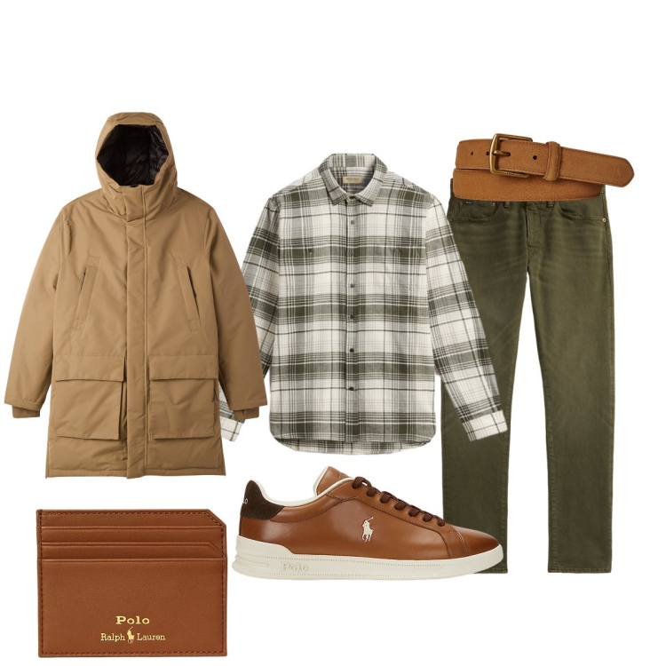 Outfit uomo - Accessori Polo Ralph Lauren. Stile Trendy per Tutti i giorni. Abbinamento con parka, sneakers, portafogli, cinture, jeans, camicie.