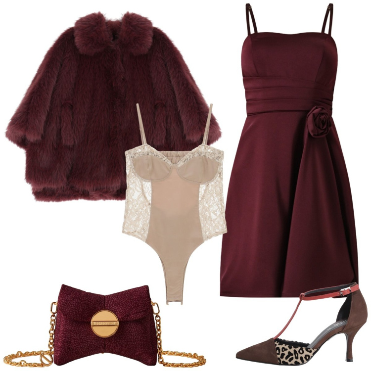 Outfit donna - Total look #2286803. Stile Glamour per Serata fuori. Abbinamento con vestiti corti, blazer, body, décolleté, borse a tracolla.