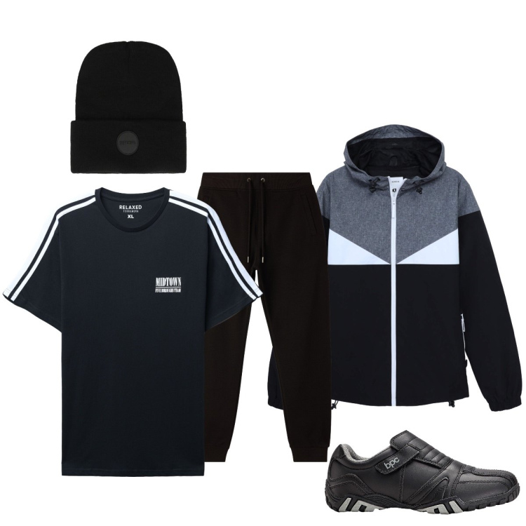 Outfit uomo - Sportivo. Stile Casual per Sport. Abbinamento con scarpe sportive, pantaloni, giacche sportive, t-shirt sportive, berretti.