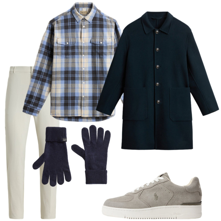 Outfit uomo - Sabato mattina. Stile Trendy per Tutti i giorni. Abbinamento con sneakers, pantaloni, camicie, guanti, cappotti.