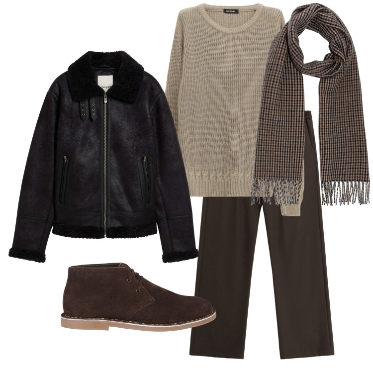 Outfit uomo - Impegni lavorativi. Stile Casual per Ufficio. Abbinamento con giacche, pantaloni, maglieria, stivali e stivaletti, sciarpe.