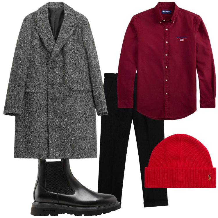 Outfit uomo - Aperitivo?. Stile Trendy per Tutti i giorni. Abbinamento con pantaloni, cappotti, camicie, berretti, stivali e stivaletti.