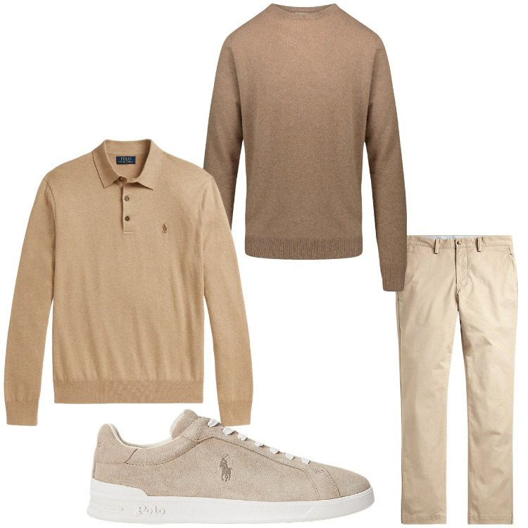 Outfit uomo - Terra. Stile Casual per Tutti i giorni. Abbinamento con pantaloni, sneakers, maglieria, maglieria.