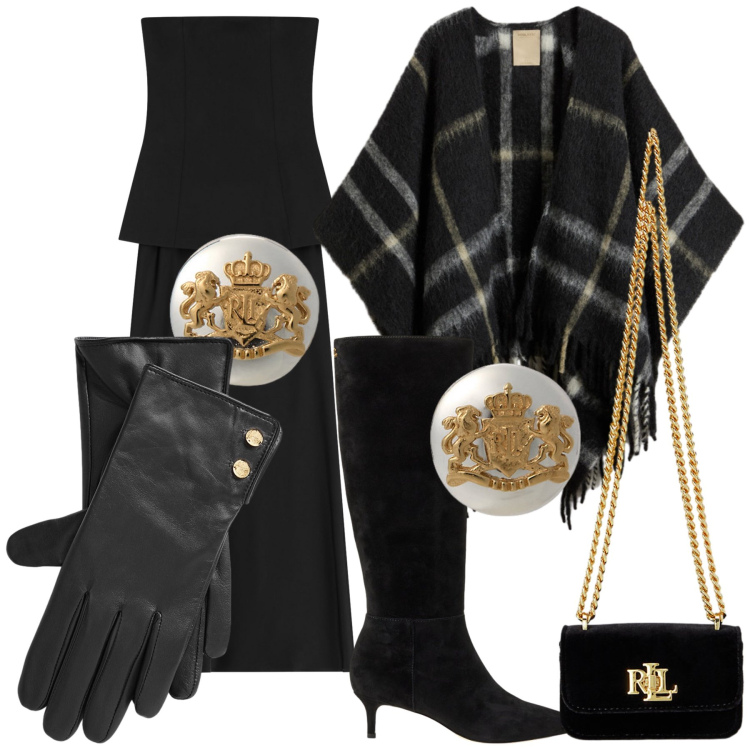 Outfit donna - Semplicemente Miranda. Stile Trendy per Ufficio. Abbinamento con vestiti lunghi, orecchini, stivali, pochette, guanti, cappe.