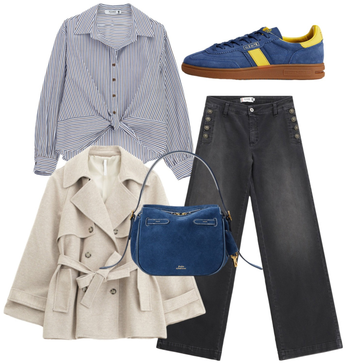 Outfit donna - Something of blue. Stile Basic per Tutti i giorni. Abbinamento con jeans, camicie, trench, borse a mano, sneakers.