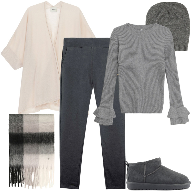 Outfit donna - Il mese del cardigan. Stile Casual chic per Tutti i giorni. Abbinamento con maglieria, pantaloni, cardigans, berretti, sciarpe, stivali.