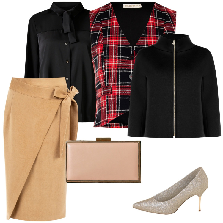 Outfit donna - Glamour per novembre. per Tutti i giorni. Abbinamento con décolleté, cappe, pochette, camicie, gonne longuette, gilet.