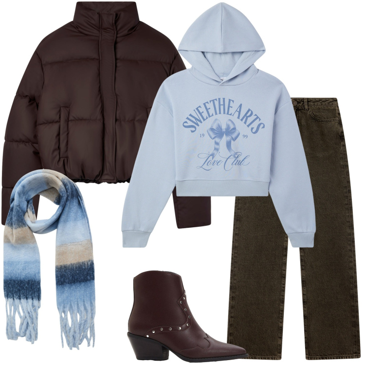 Outfit donna - La mia giacca bomber. Stile Casual per Tutti i giorni. Abbinamento con stivaletti texani, sciarpe, jeans dritti, bomber, felpe con cappuccio.