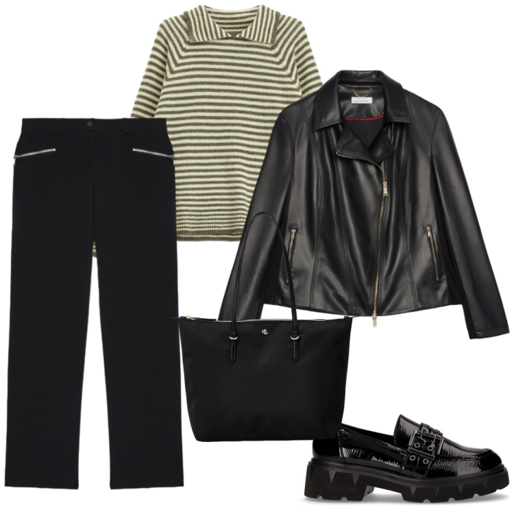 Outfit donna - Curvy Italy. per Tutti i giorni. Abbinamento con maglieria, borse tote, pantaloni, giacche, mocassini.