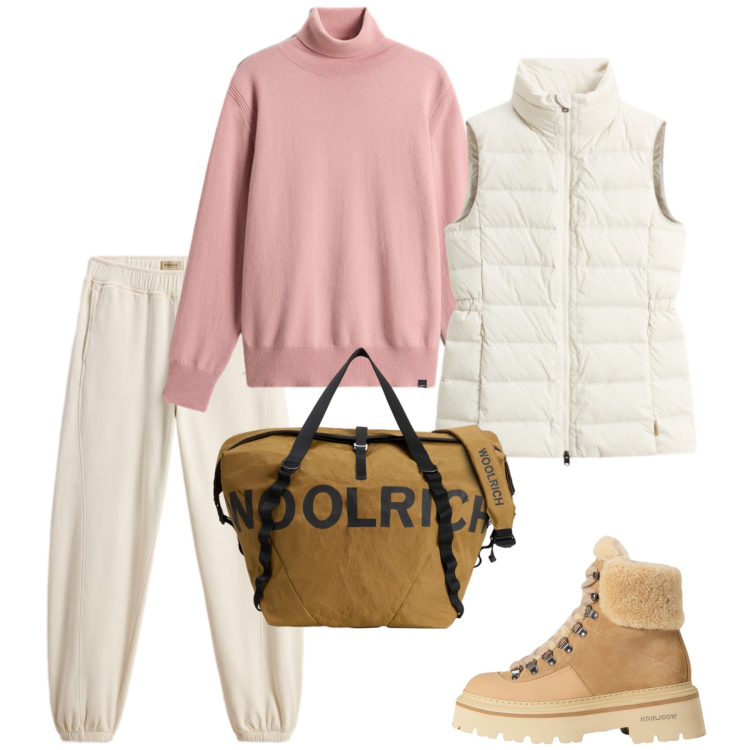 Outfit donna - Lo smanicato panna. Stile Trendy per Tutti i giorni. Abbinamento con borse sportive, pantaloni, maglieria, gilet, stivaletti.