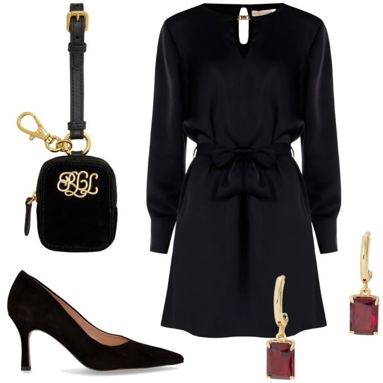 Outfit donna - Feste in vista. Stile Chic per Serata fuori. Abbinamento con vestiti corti, pochette, orecchini, décolleté.