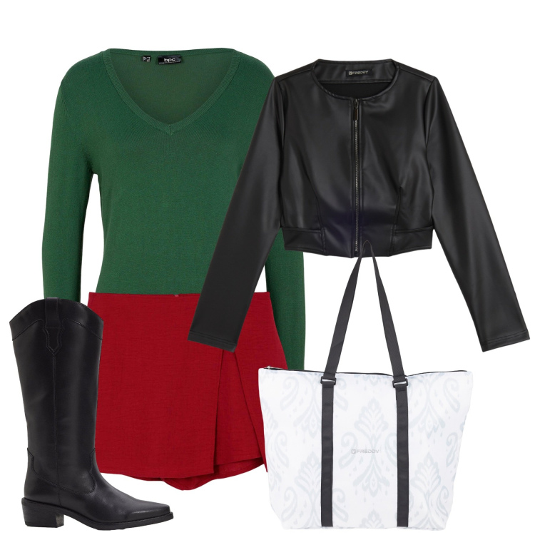 Outfit donna - FP. Stile Bon Ton per Tutti i giorni. Abbinamento con maglieria, stivali, gonne, shopping bag, giacche.