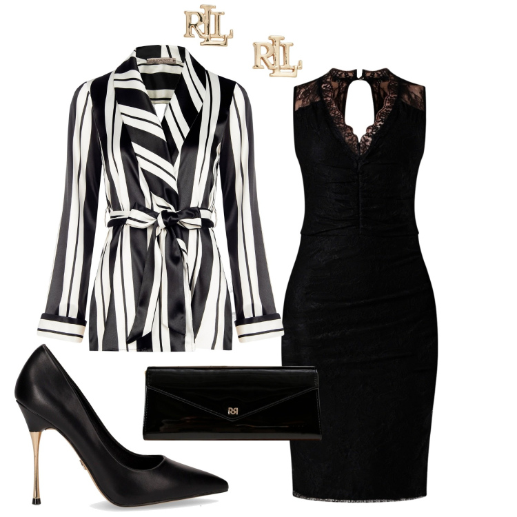 Outfit donna - Per le occasioni speciali. Stile Chic per Serata fuori. Abbinamento con vestiti a tubino, blazer, pochette, orecchini, décolleté.
