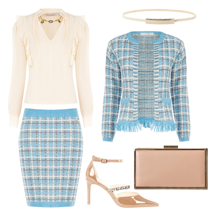 Outfit donna - Evento glam stile Coco. Stile Glamour per Cerimonia. Abbinamento con blazer, bluse, gonne, décolleté, pochette, cinture.