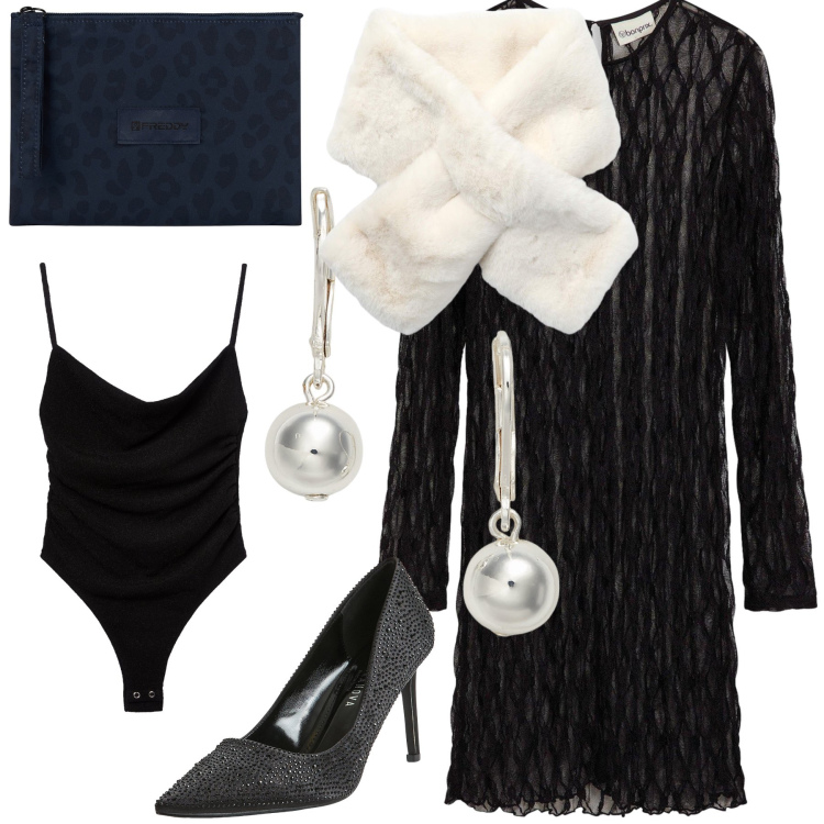 Outfit donna - Perle e L.B.D. Stile Chic per Serata fuori. Abbinamento con vestiti corti, décolleté, sciarpe, body, clutch, orecchini.