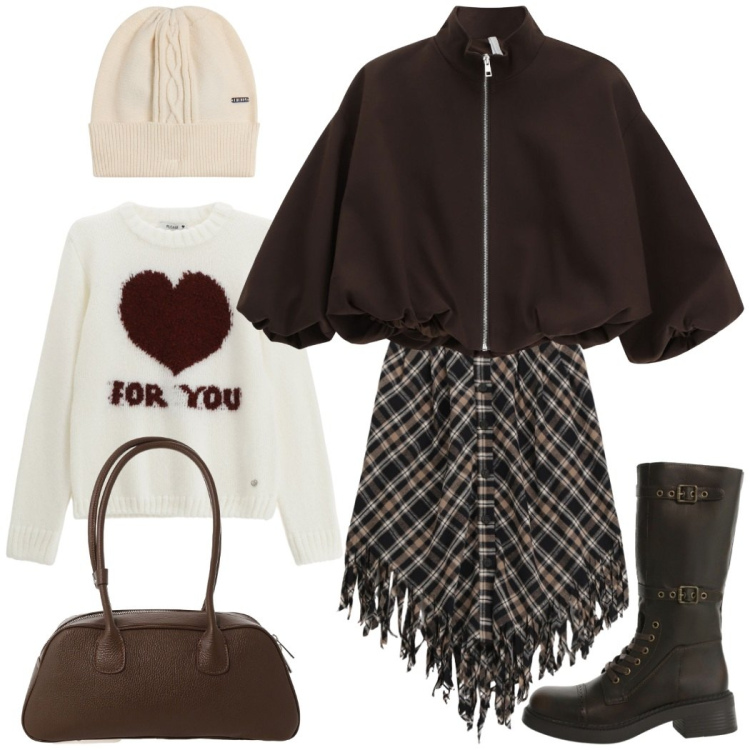 Outfit donna - La mia giacca bomber. Stile Casual chic per Tutti i giorni. Abbinamento con pullovers, bomber, stivali, gonne longuette, borse a mano, berretti.